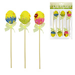 Набор пасхальный " KWELT " Пасхальные яйца, 6шт, 4*5*3,5см, на палочке 17см, ассорти, пакет, европодвес