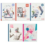 Тетрадь А5 48л клетка " Академия Групп " Альтернатива, офсет, на скобе, обложка - мелованный картон, тиснение фольгой, 5 дизайнов в спайке