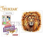 Картина алмазная " Tukzar " 40*50см Лев, состав набора: холст на подрамнике, стразы, стилус, емкость для страз, клей, крепеж, полное заполнение, картонная упаковка