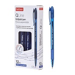 Ручка шариковая " Hatber " Q.line синяя 0,7мм, толщина письма 0,35мм, чернила на маслянной основе, игольчатый пишущий узел, резиновый держатель, полупрозрачный пластиковый корпус, колпачок с клипом, картонная упаковка