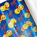 Упаковочная бумага металлизированная " Интерпак " 68,5см*100см 1 лист Милашки, в рулоне, 90г/м2