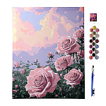 Картина по номерам " Mazari " 30*40см Розы, состав набора: холст на подрамнике, акриловые краски, кисти, глянцевый защитный лак, крепеж, графическая схема, термоусадочная пленка