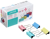 Зажим д\бум. мет. цветные deVENTE Pastel 32мм., 12шт/уп.