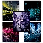 Тетрадь А5 48л клетка " Альт " Ритм мегаполиса, офсет, на скобе, обложка - мелованный картон, сплошной УФ-лак, скругленные углы, 5 дизайнов в спайке