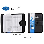 Записная книжка 105*83мм 60л. кожзам "Черная" кл., на кнопке с ручкой