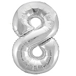 Шар фольгированный " Браво " 40"/102см Цифра-8 серебро, в упаковке