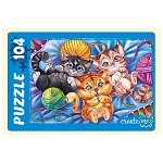 Пазлы " Рыжий кот " 104элемента Забавные котики №2 34*24см, картонная упаковка 19*14*3,5см