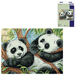 Набор для вышивания " PANNA " 24*18см Панды, в наборе: канва, игла, нитки, цветная схема, инструкция, пакет, европодвес
