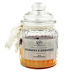 Свеча ароматизированная в банке Новогодняя " РСМ " Апельсин в шоколаде, 75*120мм, время горения 45часов, со стеклянной крышкой