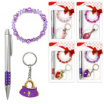 Набор подарочный " KWELT " 3в1 ручка шариковая автоматическая, синяя, брелок, браслет, ассорти (без возможности выбора дизайна), пластиковая упаковка, европодвес
