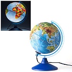 Глобус физико-политический рельефный с подсветкой от сети 250мм " Globen ", картонная коробка