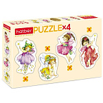 Пазлы " Hatber " 4в1 5-6-7-8 элементов Цветочные феи 20*14см, картонная упаковка