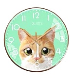Часы настенные " Миленд " d=30см Кошечка, без защитного стекла, голубой или зеленый фон (без возможности выбора цвета), питание от 1 батарейки АА, батарейки в комплект не входят, материал- МДФ, пластик, картонная упаковка