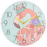 Часы настенные " Миленд " d=30см Королевский фламинго, питание от 1 батарейки АА, батарейки в комплект не входят, материал- МДФ, пластик, картонная упаковка