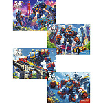 Пазлы " Рыжий кот "  54элемента Мир мощных трансформеров 17,5*13,0см, 4 дизайна, картонная упаковка 9*6,5*2,5см