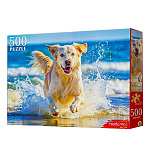 Пазлы " Рыжий кот " 500элементов Щенок на море 47*33см, картонная упаковка 22,5*32*4,3см