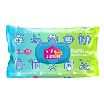 Полотенца влажные для дома и семьи 60шт " Все в одном " с ионами серебра, 18*27см, клапан, пластиковая крышка