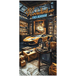 Конверт для денег " Праздник " 410 Победителю по жизни,  Ламборгини, подарки, алкоголь, 84*168мм , глянцевый УФ-лак, текст