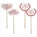 Комплект топперов " Мир поздравлений " 410 Свадебный,  2 дизайна по 5шт, длина палочки 20 см