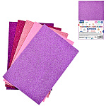 Фоамиран " Mazari " А4 5л 5цв 1,5мм с блестками, оттенки розового, пакет