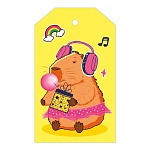 Бирка для букетов и подарков " Мир поздравлений " 015- Капибара, 98*58мм, без отделки