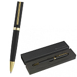 Ручка подарочная шариковая автоматическая " Bruno Visconti " Milano синяя 1,0мм, толщина письма 0,7мм, поворотный механизм, металлический корпус, покрытие soft touch, цвет корпуса черный, металлический наконечник, металлический клип, черный картонный футл