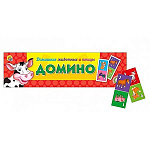 Игра настольная " Рыжий кот " Домино Домашние животные и птицы, состав: 28 пластиковых фишек с картинками, пластиковый футляр 18,5*6*1,5см