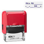 Штамп стандартный " Colop " Исход.N дата, цвет корпуса красный, Printer C20