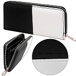 Кошелек " KWELT " на молнии Черно-белый, отделение для монет на молнии, отделение для карточек, отделение для купюр, искусственная кожа, 19*10см