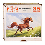 Пазлы деревянные " Задира " 35элементов Символ года- Лошадь-лето, деревянная коробка 19*19*3,5см