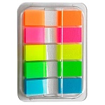 Закладки самоклеящиеся " Lamark " 44*12мм, 5цв*20л (оранжевый, зеленый, желтый, синий, розовый), неон пластик, пластиковый диспенсер