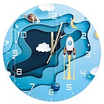 Часы настенные " Миленд " d=30см Ракета в космосе, питание от 1 батарейки АА, батарейки в комплект не входят, материал- МДФ, пластик, картонная упаковка