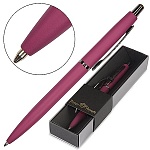 Ручка подарочная шариковая автоматическая " Bruno Visconti " San Remo синяя 1,0мм, толщина письма 0,7мм, металлический корпус, покрытие soft touch, цвет корпуса бордовый, металлический наконечник, металлический клип, черная картонная коробка