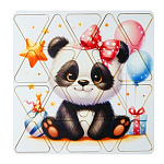 Пазлы деревянные " Задира " 20элементов Панда, деревянная рамка 20*20*0,5см, термоусадочная пленка