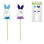 Набор пасхальный " KWELT " Пасхальные кролики, 2шт, 4,5*10,5*4,5см, на палочке 14см, ассорти, пакет, европодвес