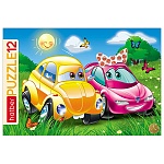 Пазлы " Hatber "  12элементов Любимые машинки 20*30см, в рамке, картонная упаковка