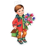 Плакат фигурный " Мир открыток " 0-35 А3 Мальчик со скворечником