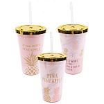 Стакан с трубочкой " Миленд " 450мл, Ананас, ассорти