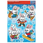 Наклейки " Мир открыток " 8-32 Новогодние- Новогодние зайчата, 493*336мм