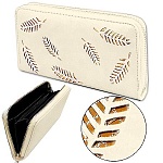 Кошелек " KWELT " на молнии Лист бежевый, отделение для монет на молнии, отделение для карточек, отделение для купюр, искусственная кожа, 19*10см