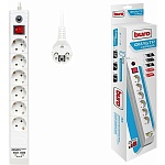 Сетевой фильтр " Buro "  5м 6 розеток, 10А, 2 USB порта (2,1А + 1А) для зарядки, защита от короткого замыкания, защита от перегрева, белый