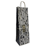 Пакет бумажный под бутылку " ПЗБМ " 39*15*8см Подарок, крученые ручки