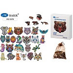 Пазлы деревянные " Basir " 123элемента Животные ассорти (без возможности дизайна) 22*30см, картонная упаковка 11,5*13,5см