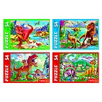 Пазлы " Рыжий кот "  54элемента Мир динозавров №42 17,5*13,0см, 4 дизайна, картонная упаковка 9,3*6,9*2,5см