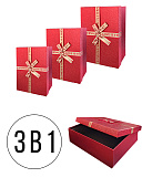 Набор коробок " KWELT " 3в1 29*21*9,5см, 26*19*8см, 23*17*6,5см Love is eternal, цвет  - красный, атласный бант, блестки, картон/ПВХ