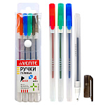 Набор гелевых ручек " deVente " Hit 4цв, 0,5мм, матовый прозрачный корпус, сменный стержень, ПВХ, европодвес