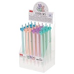 Ручка шариковая автоматическая " Hatber " Cats синяя 0,6мм игольчатый пишущий узел, чернила на маслянной основе, непрозрачный пластиковый корпус, с фигуркой кошки, ПВХ-боксе