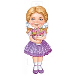 Плакат фигурный " Империя поздравлений " 933 А3 Девочка с букетом, без отделки