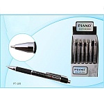 Ручка шариковая автоматическая " Piano " в дисплее синяя 0,5мм резиновый держатель, игольчатый пишущий узел, чернила на масляной основе, металлический наконечник, цвет корпуса - серебристый