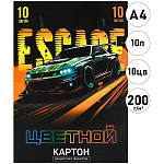 Картон цветной А4 мелованный, золото+серебро, 10л 10цв " Феникс " Побег, 200г/м2, склейка
